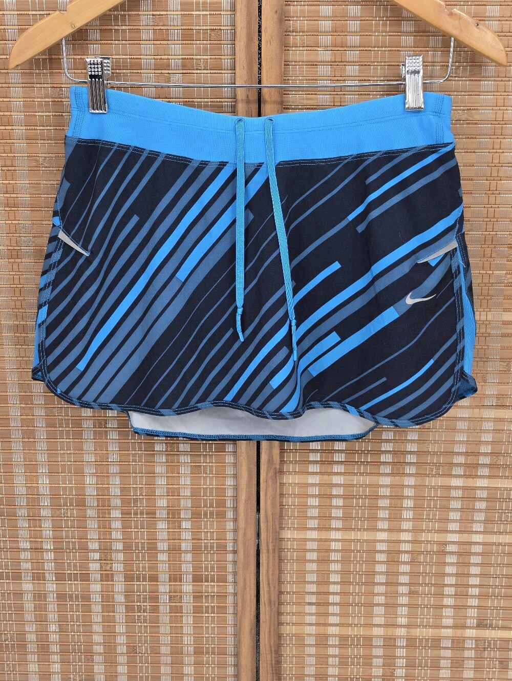 Nike Black Running Skort with Bright Blue Stripes Size Small
